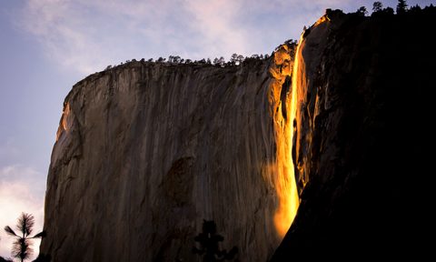 The annual Firefall event at Horsetail Fall in California's Yosemite National Park.