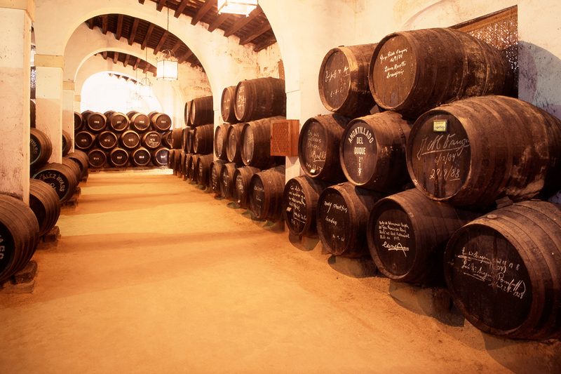 aging wine barrels solera
