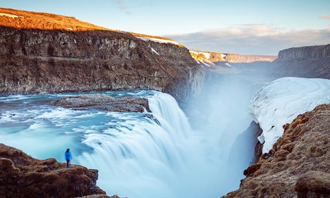 Gullfoss Falls Iceland during midday.