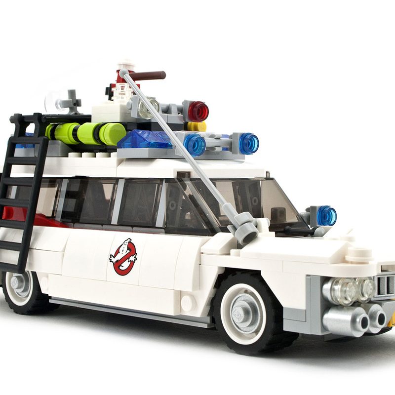 A completed replica of the Lego Ghostbuster Ecto-1.
