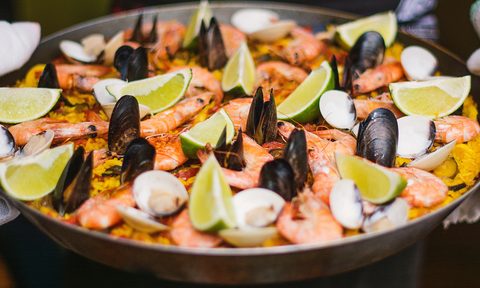 seafood paella mussels shrimp