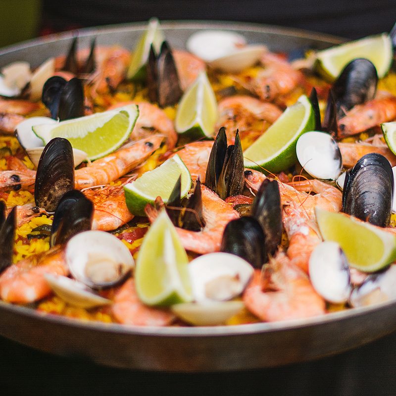 seafood paella mussels shrimp