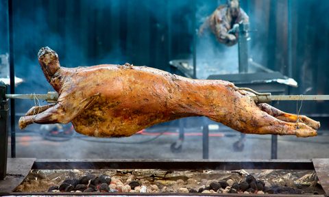 Spit roast lamb