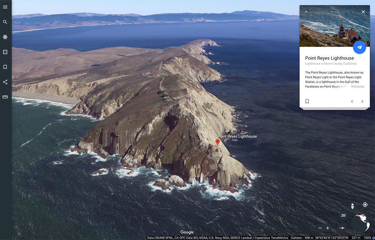 google earth national parks tour point reyes lighthouse national seashore