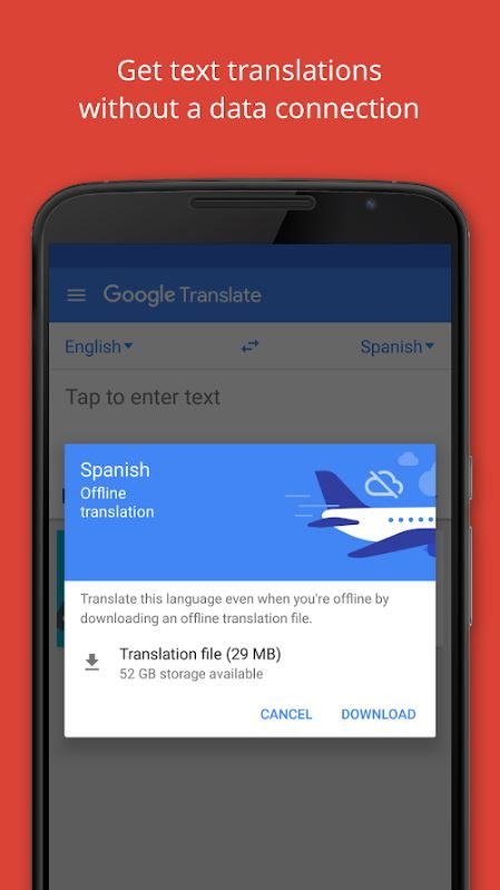 Translating a text without data connection via Google Translate.