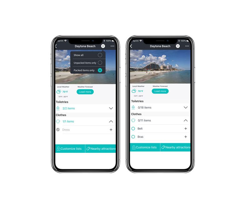 The packing app Packr.