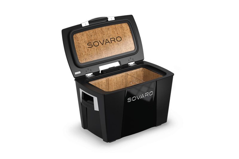 An empty black Sovaro Luxury Cooler.