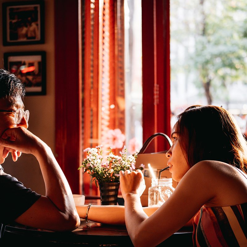 couple dating in a restaurant.