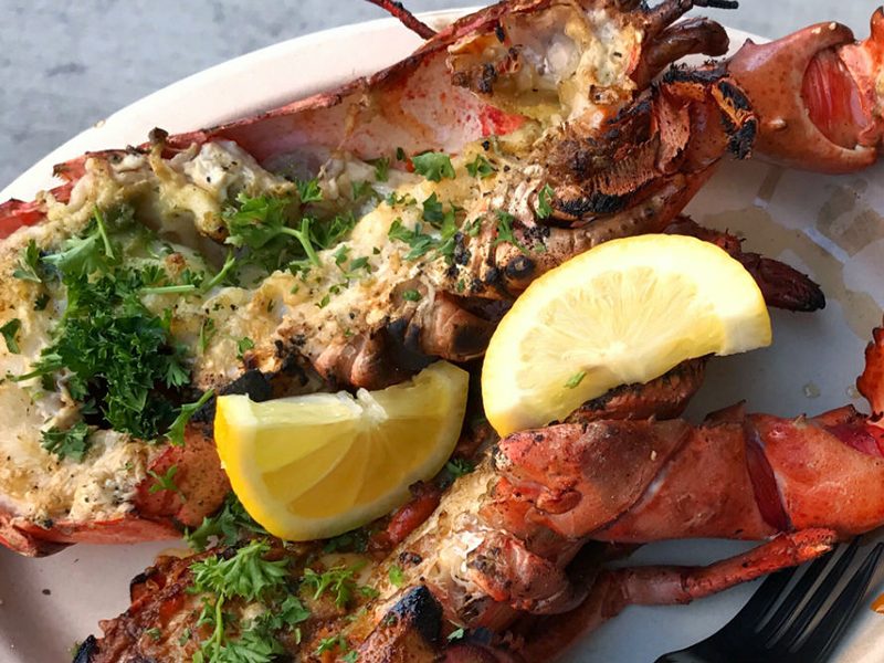Cooked lobster on a plate