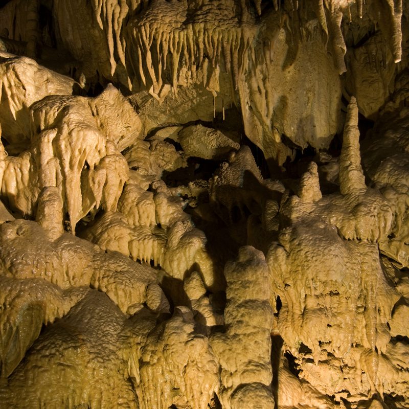 Rock formations inside Kentucky's Mammoth Cave National Park.