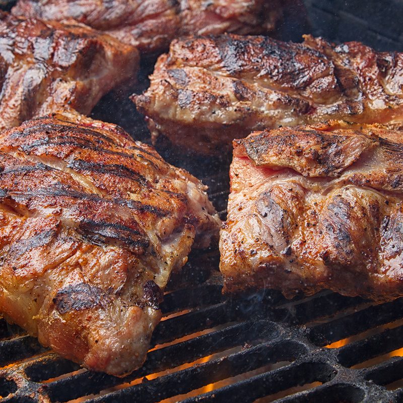 Pork ribs grilling barbecue