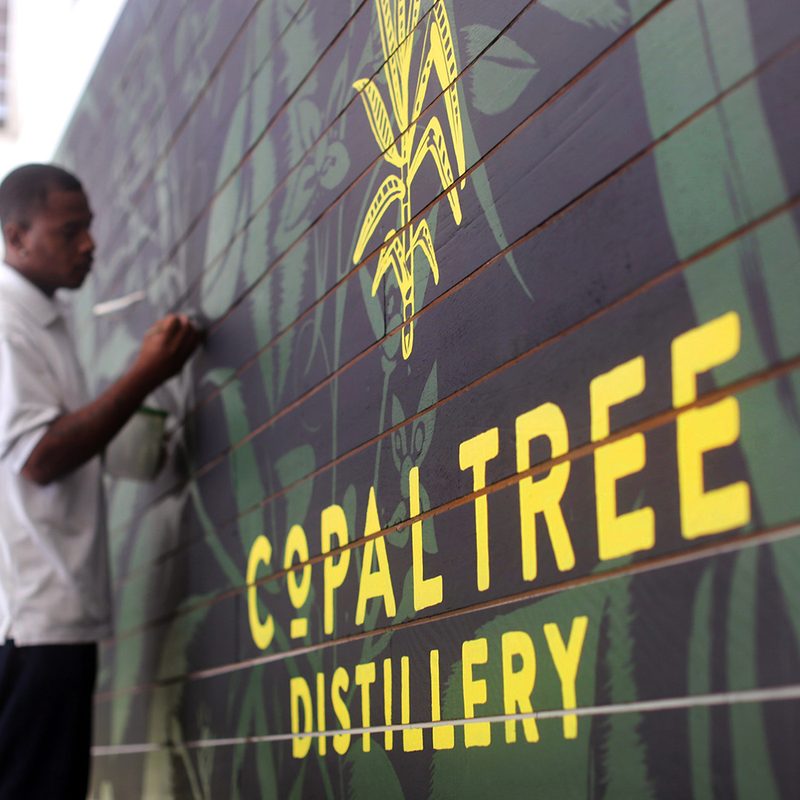 copalli rum organic eco conscious copal tree distillery mural
