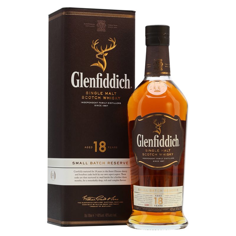 Glenfiddich 18-year-old Scotch.