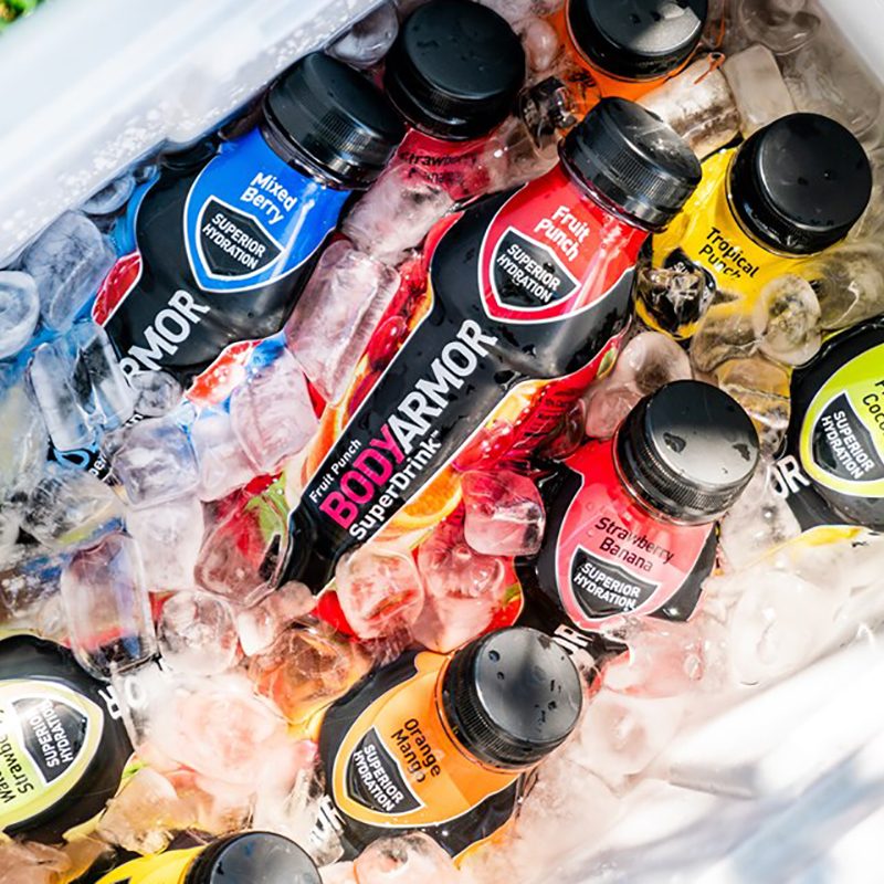 Bodyarmor SuperDrink in a cooler