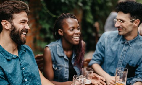 friends at a brewery
