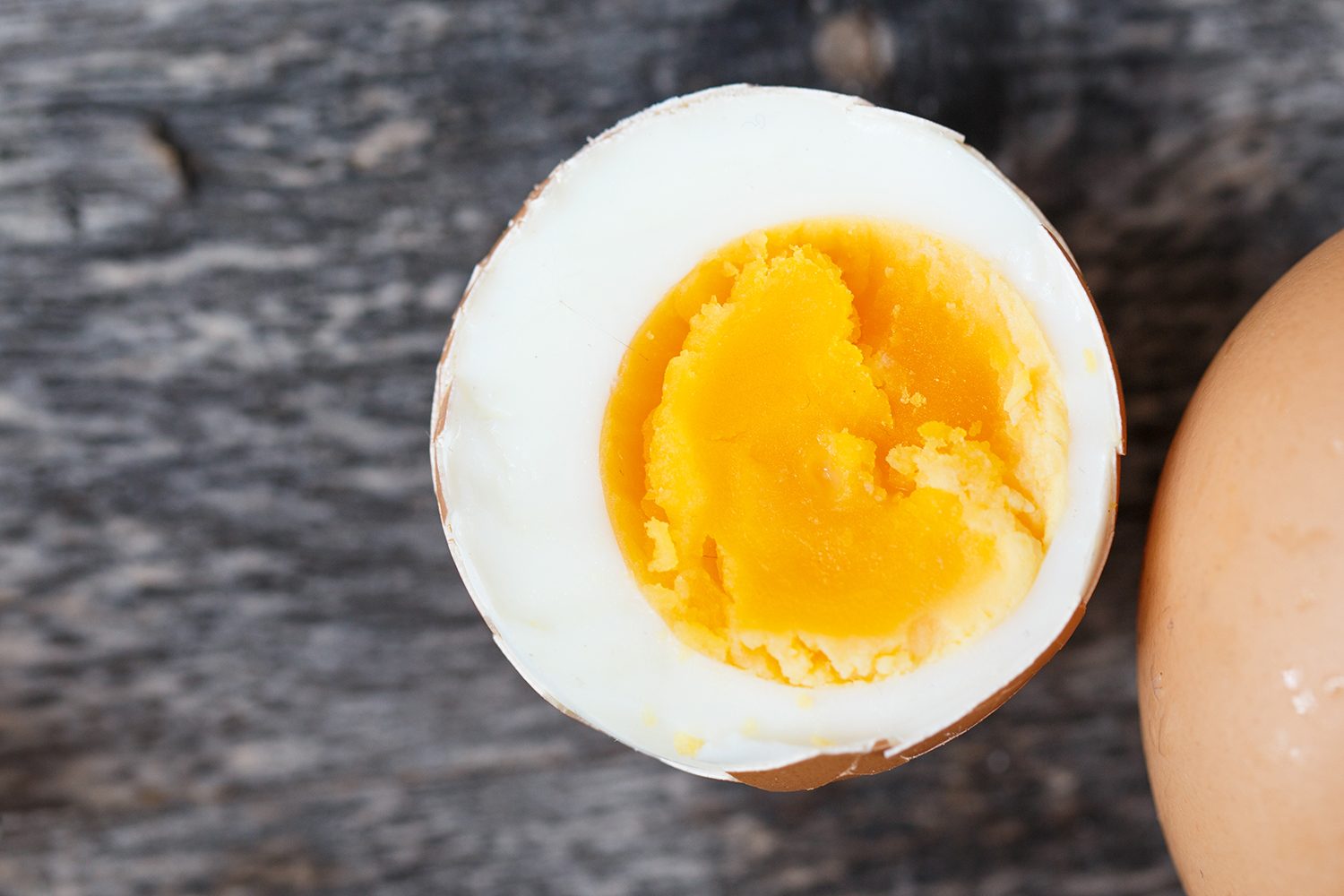 Hard-boiled egg in half