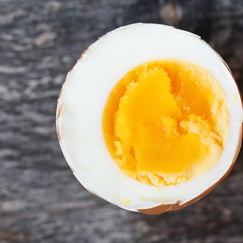 Hard-boiled egg in half