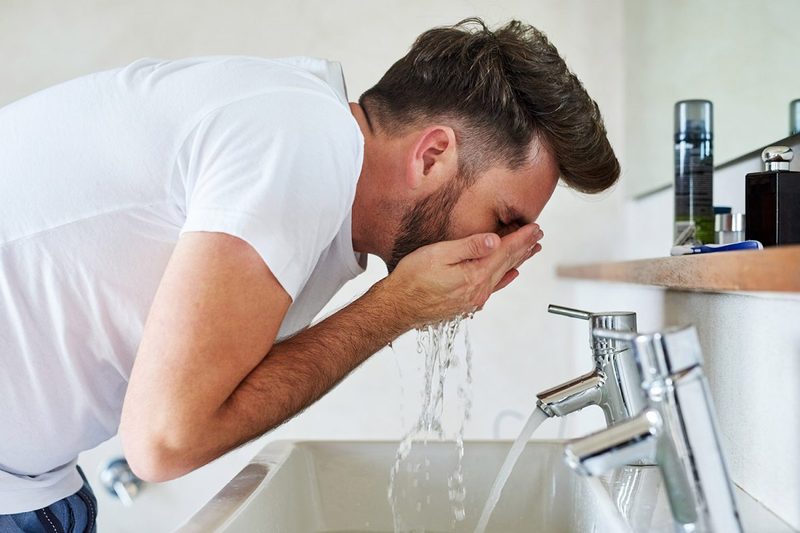 man face wash beard stubble