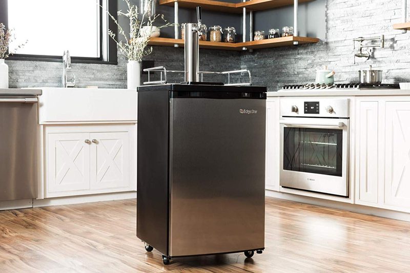 EdgeStar KC2000 Full-Size Kegerator in the middle of a kitchen.