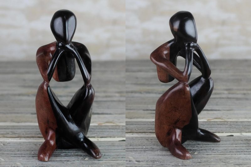 novica thoughtful man wood figure