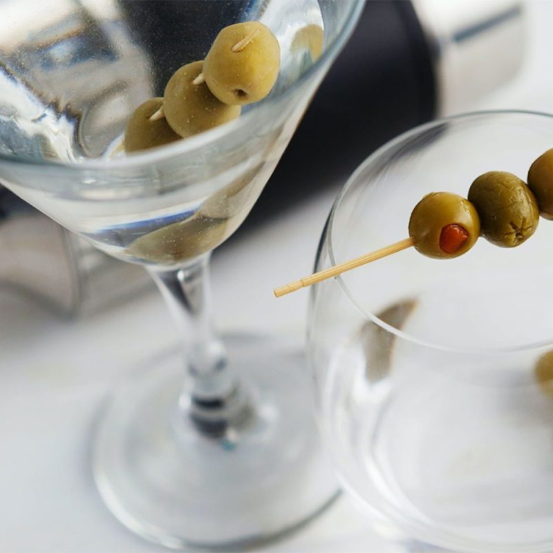 A vodka martini with olives