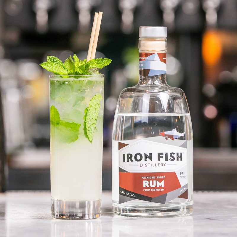 best unaged rum iron fish distillery michigan white rum mojito cocktail