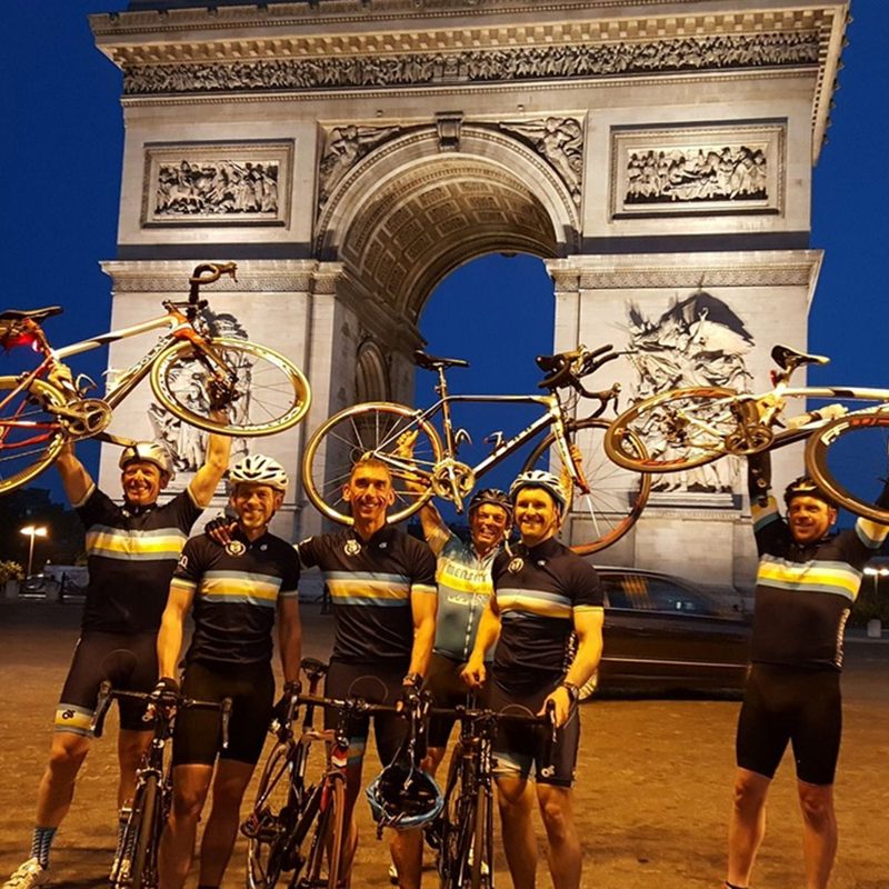 Racers gathered in front of London's Marble Arch at the end of the Enduroman Arch2Arc.