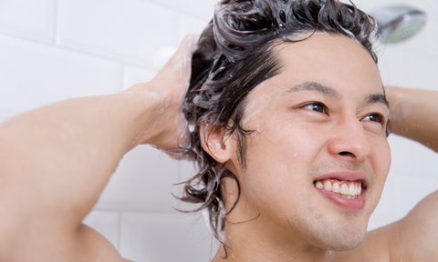 Washing hair in shower