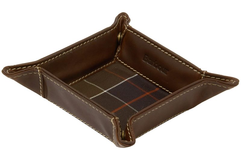 Barbour Tartan and Leather Valet Tray