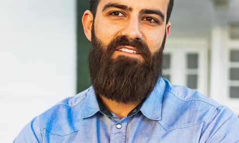 Man with a straightened beard
