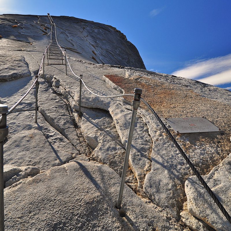 The cables on Half Dome in Yosemite National Park, California.