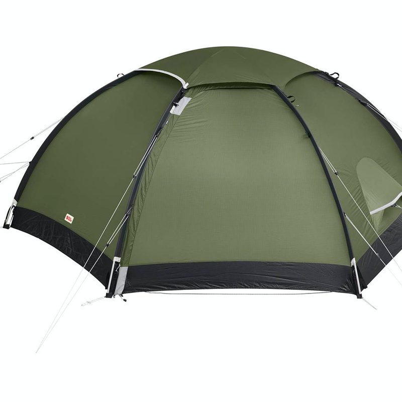 Army green Fjallraven Keb Dome 2 on a white backdrop.