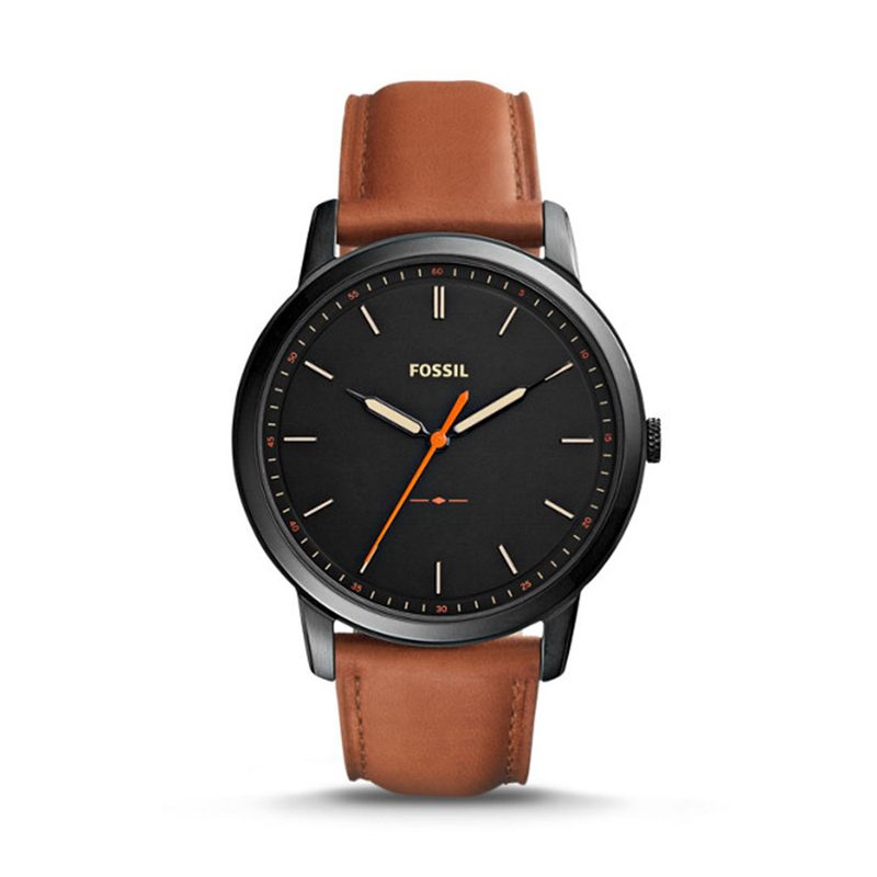 Fossil Minimalist Slim Three-Hand Light Brown Leather Watch