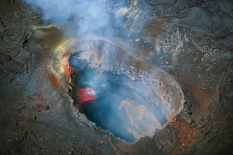 Hawaii Kilauea volcano aerial