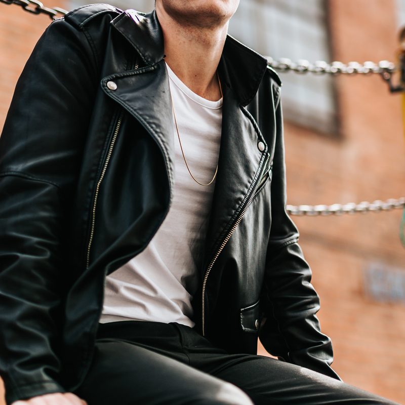 Man in leather jacket