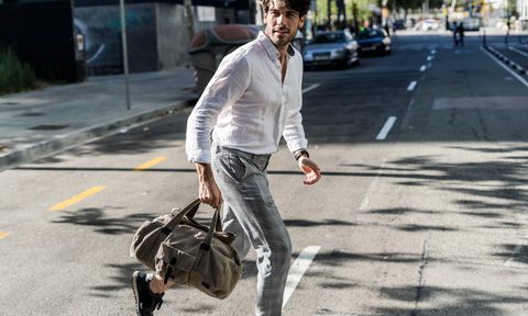 man wearing an oxford shirt