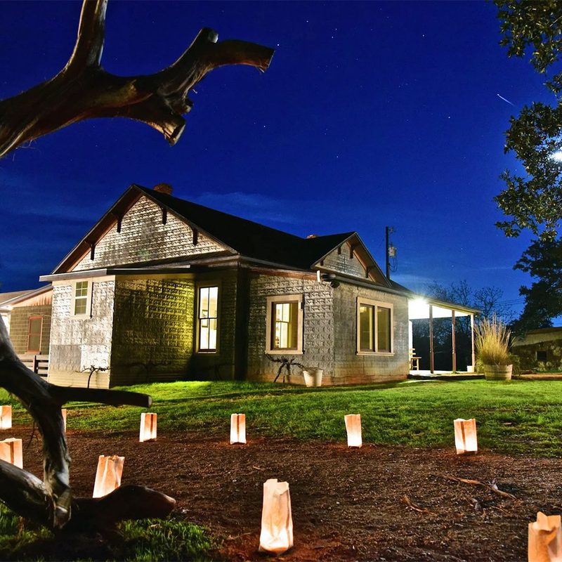 Nighttime view of the William Chris Vineyards.