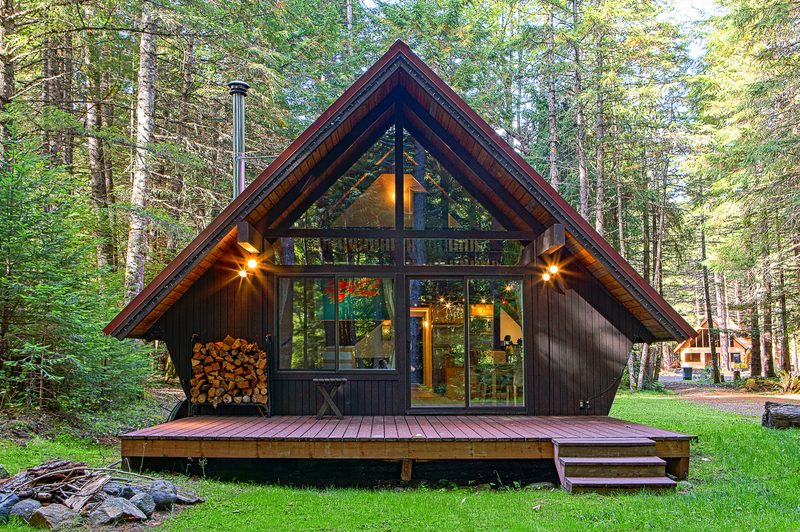 modern cabin in forest