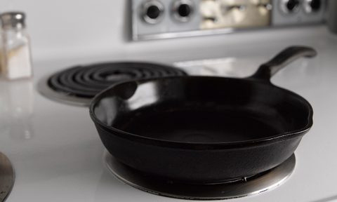 Cast-iron skillet pan on oven top