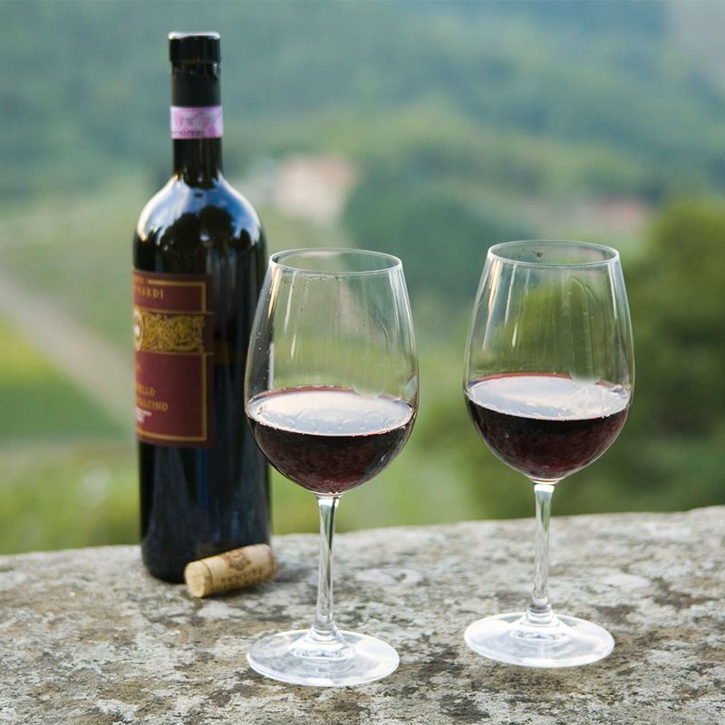 Chianti with two glasses of wine