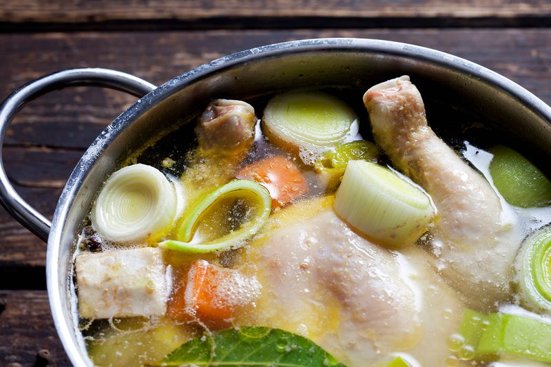 chicken soup stock vegetables pot