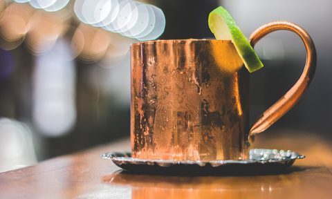 Moscow Mule in a copper mug with lime