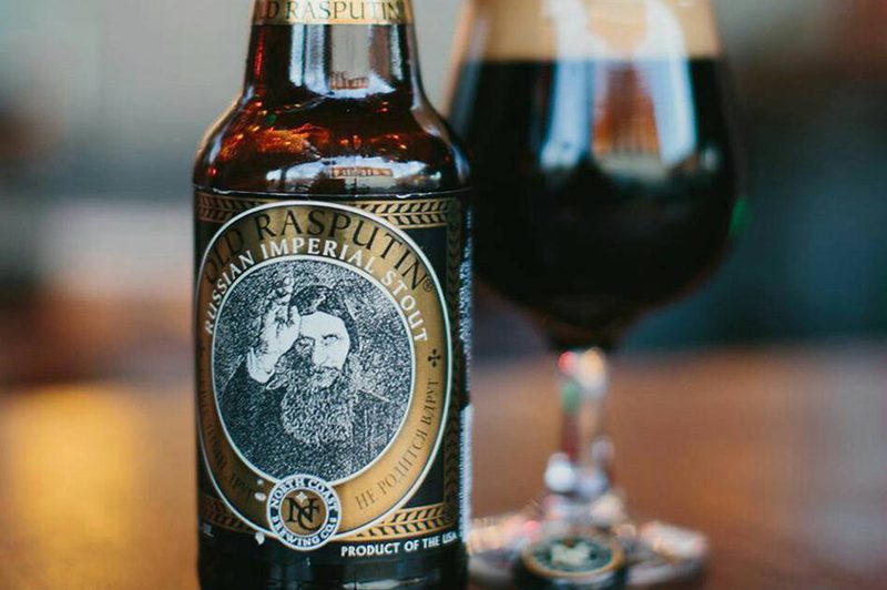 old rasputin beer bottle pour