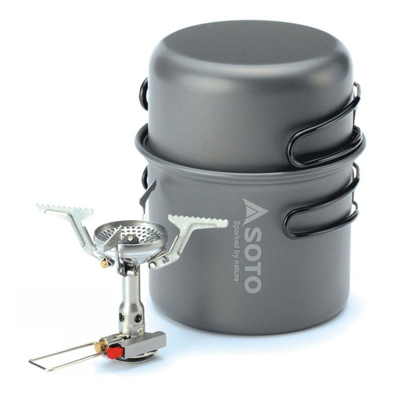 Gray Soto Amicus Stove Cookset Combo on a white background.