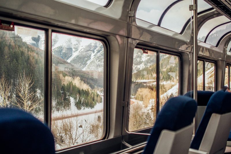 train travel window glacier national park