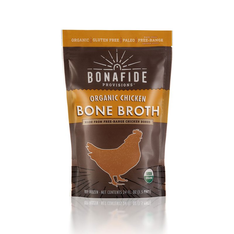Bonafide Provisions Chicken Bone Broth on a white background.