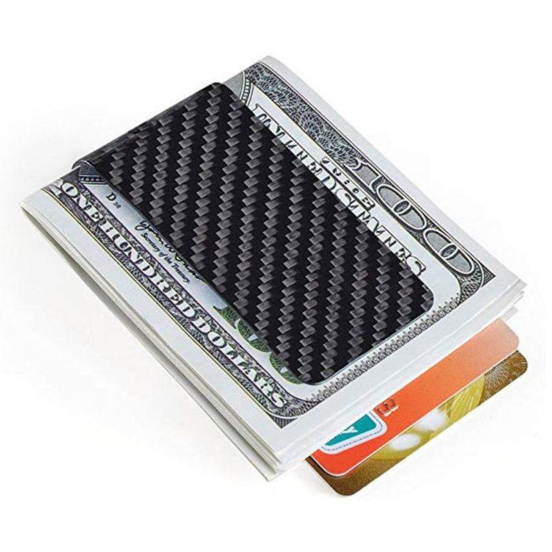 CL CARBONLIFE Money Clip holding a $100 bill.