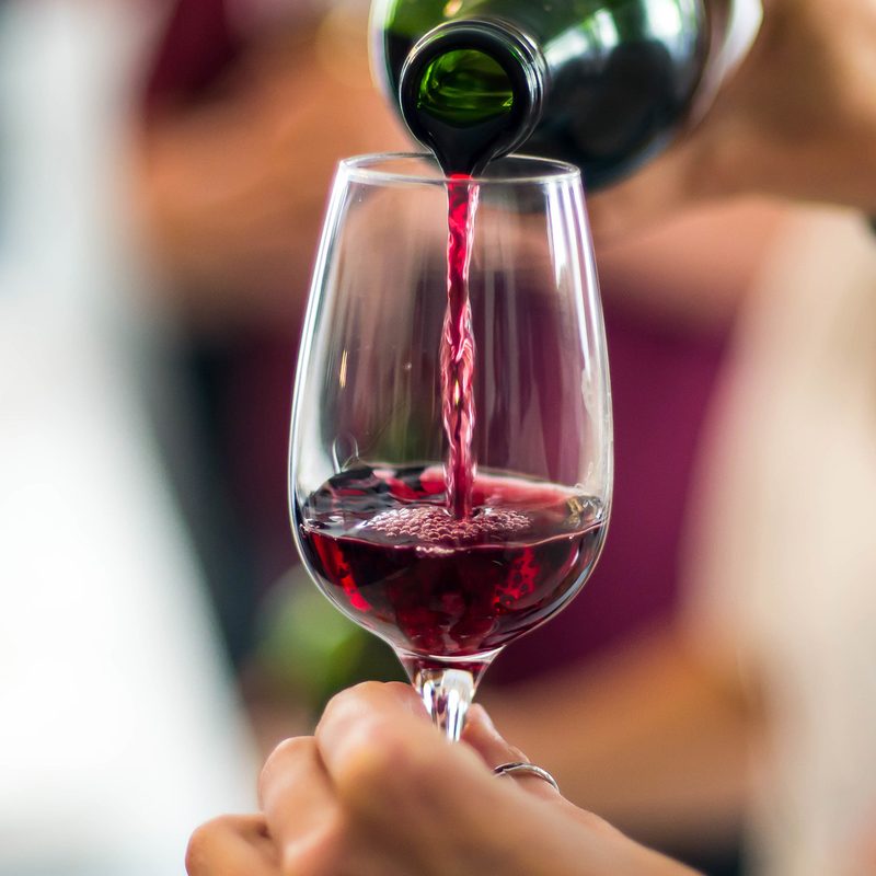 Red wine pouring.