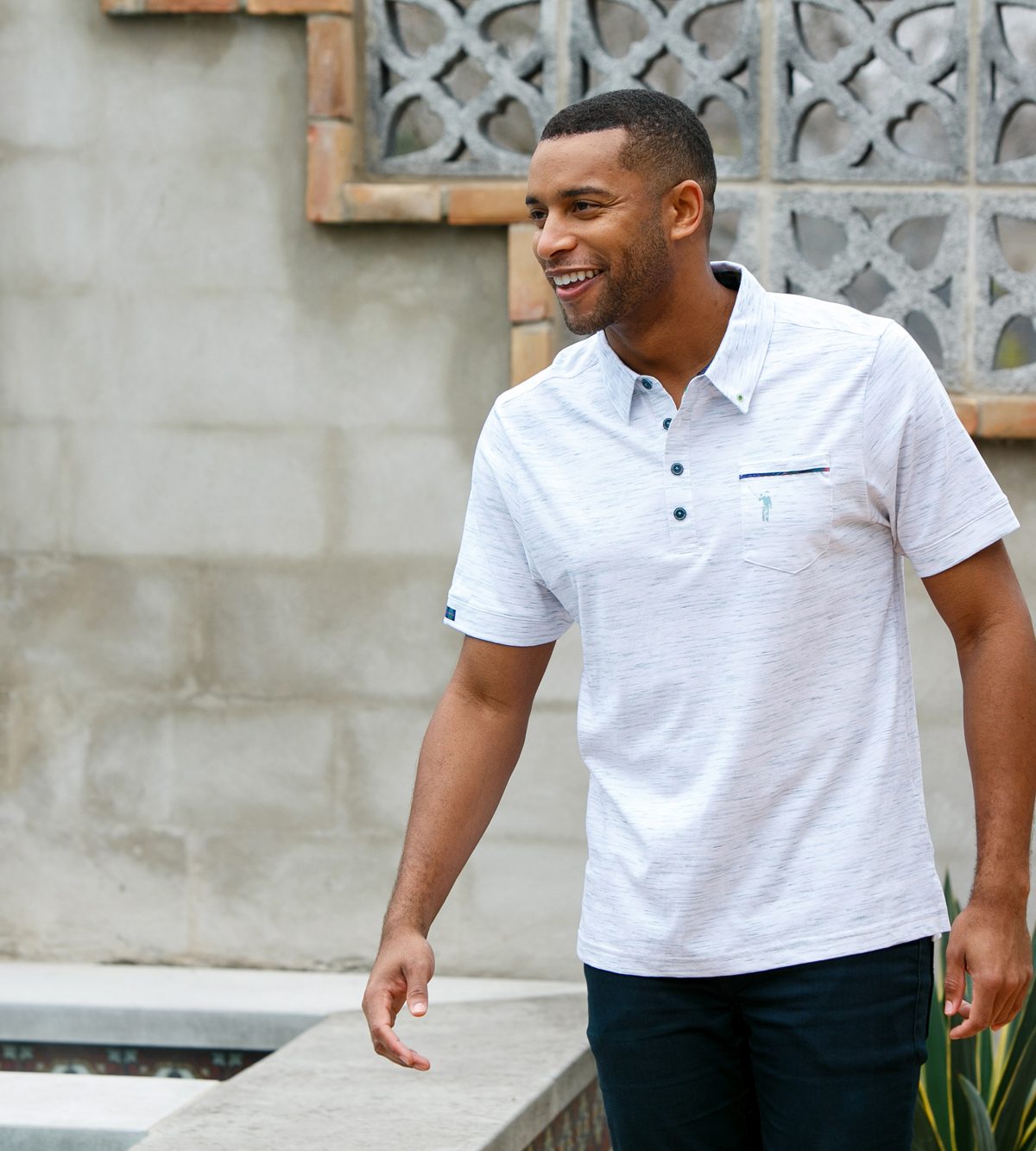 corner pocket polo in white from william murray collection