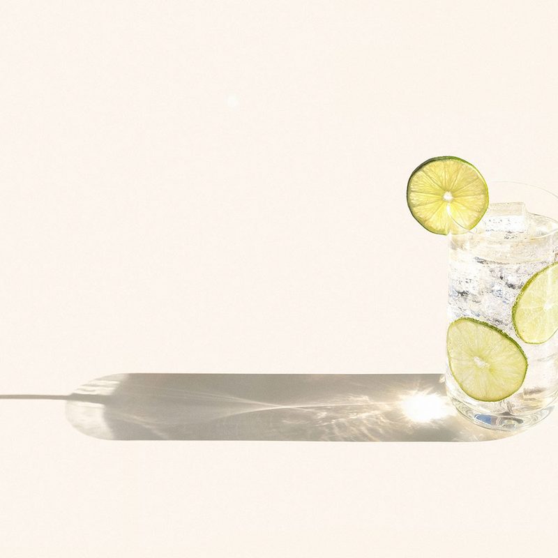 The Gin Rickey on a plain background